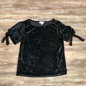 Crushed velvet tie sleeve top Small